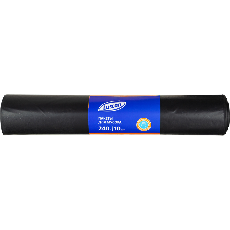 Изображение товара Мешки для мусора Luscan 240 л чёрные (ПВД 100 мкм, 10 штук)