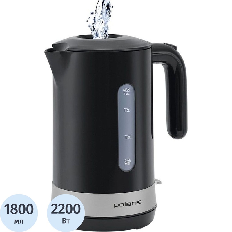 Изображение товара Уценка. Чайник электрический Polaris PWK 1803C Water Way Pro чёрный (17726). уц_тех