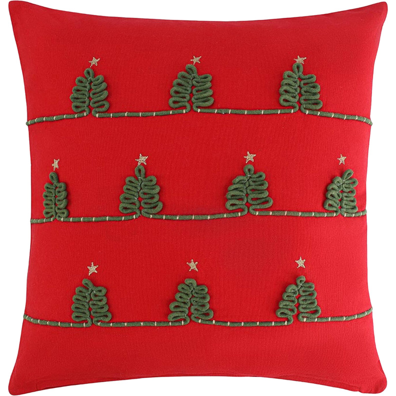 Изображение товара Наволочка Tkano Christmas forest 45x45 см хлопок красная праздничная коллекция