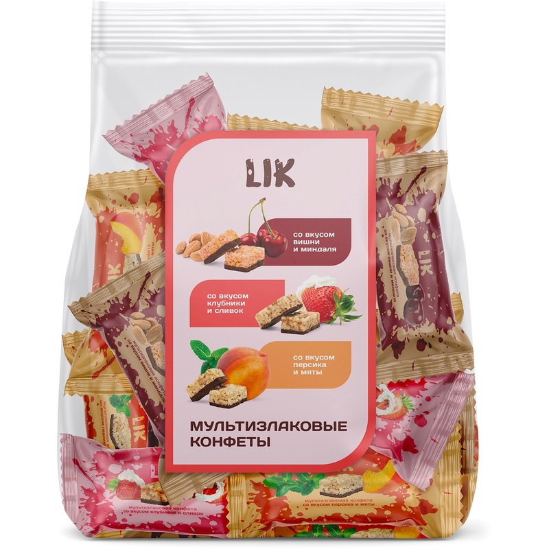 Изображение товара Мультизлаковые конфеты LIK в глазури ассорти 250 г - яркое лакомство для детей и взрослых