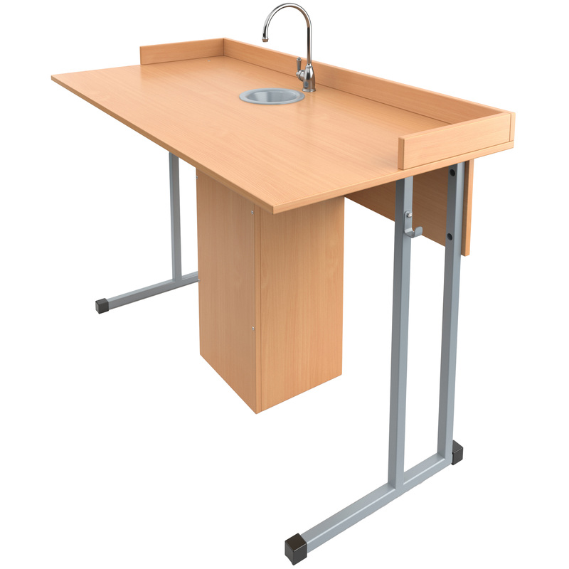 Изображение товара Учебный лабораторный стол с сантехникой и бортиком бу/серый 1200х600мм Россия