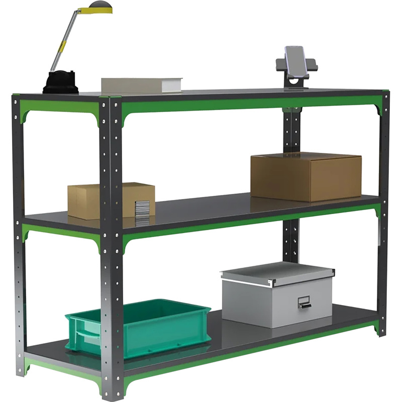 Изображение товара Верстак слесарный Metalex KIT две полки (серый/зелёный, 950х1400х600 мм)