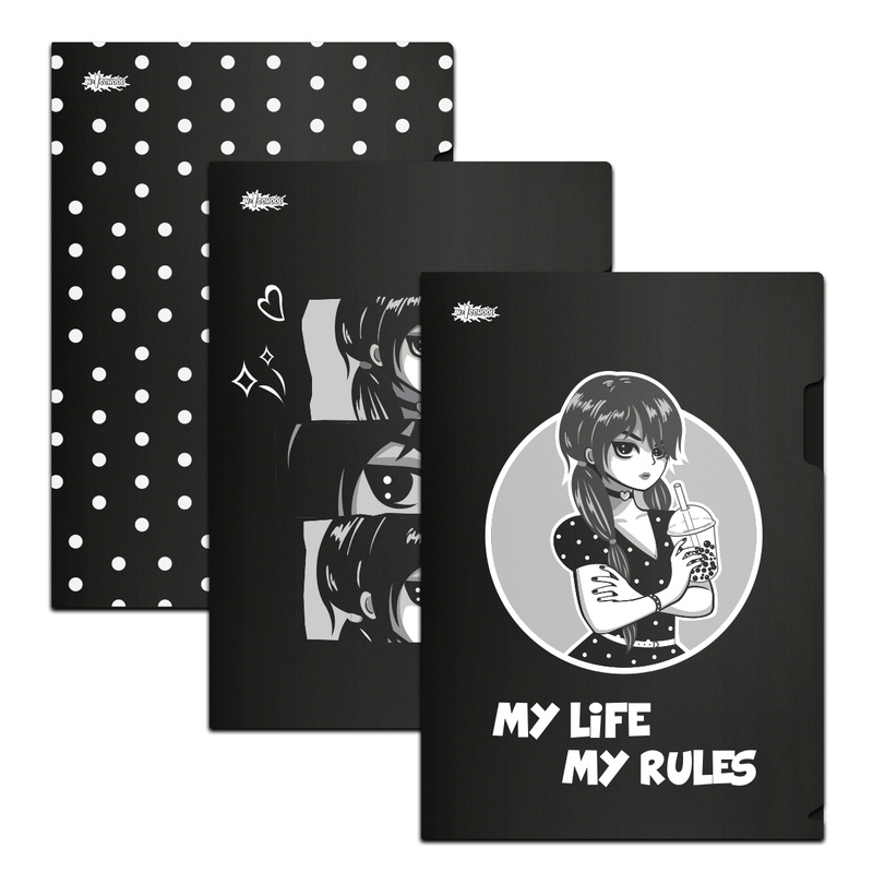 Изображение товара Папка-уголок №1 School Аниме Готика 220x305 мм, 3 шт в упаковке, черная