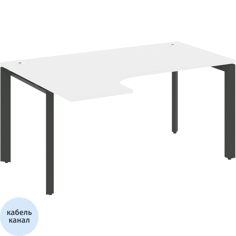 Изображение товара Эргономичный левый офисный стол ONIX-П O.MP-SA-4L белый бриллиант 1580х1180х750 мм