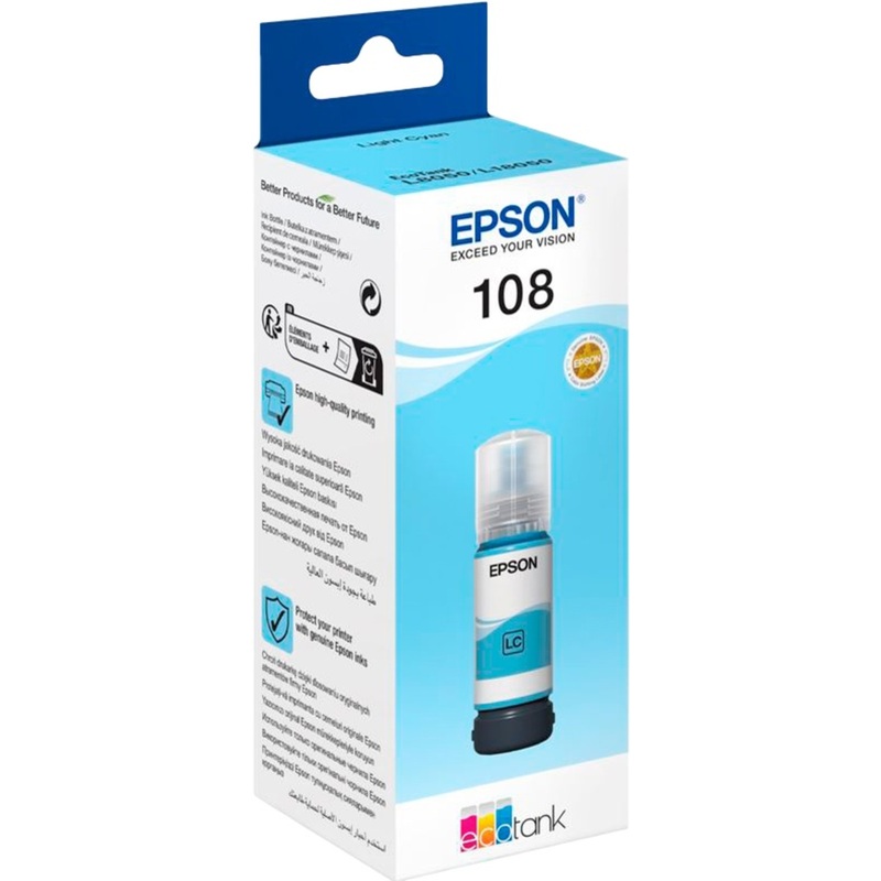 Изображение товара Оригинальные чернила Epson 108 C13T09C54A светло-голубые