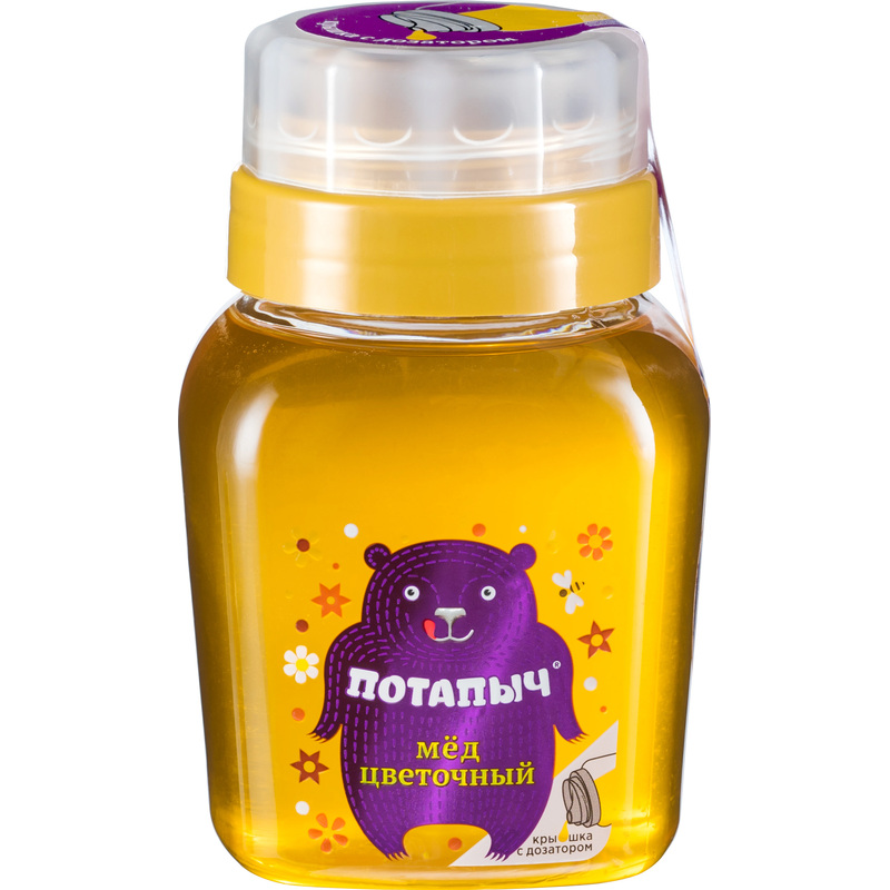 Изображение товара Мед липовый в пластиковой банке с дозатором 500 г Мед Потапыч