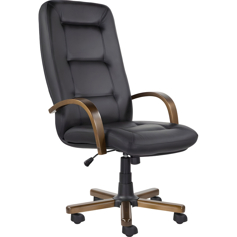 Изображение товара Кресло для руководителя Verona черное из натуральной кожи с компаньоном и механизмом Top Gun