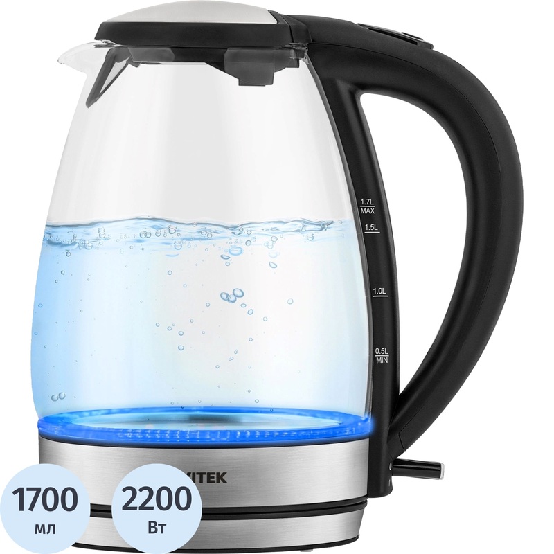 Изображение товара Электрический чайник Vitek VT-7046 черный с фильтром, подсветкой и автоматическим отключением