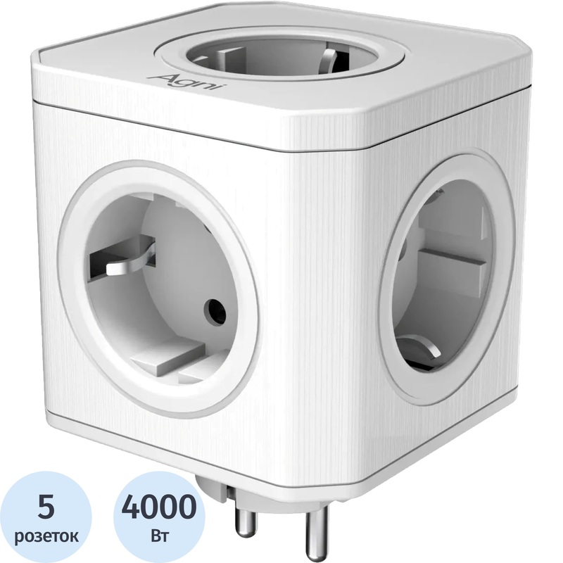 Изображение товара Тройник AGNI TP-VE5E-white 5 розеток с заземлением белый