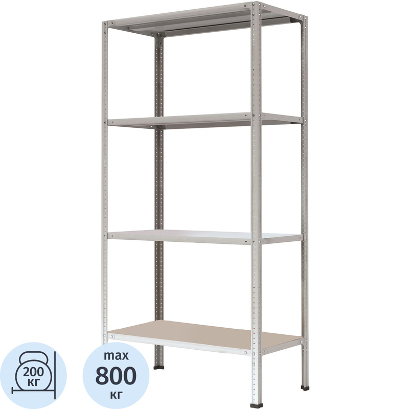 Изображение товара Стеллаж металлический МС-264/900 усиленный (4 полки, 1000х600х2000 мм)