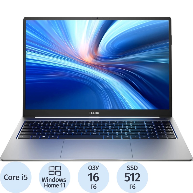 Изображение товара Ноутбук Tecno MegaBook T16RA 16 IPS Core i5 16 ГБ SSD 512 ГБ
