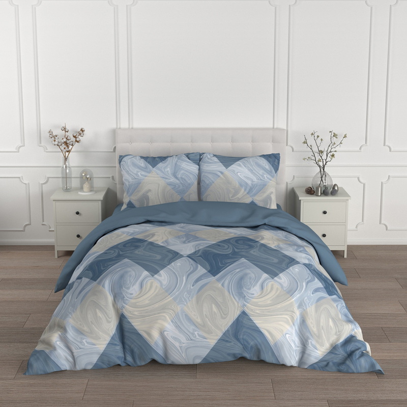 Изображение товара Постельное белье Для Snoff Мави евро сатин 100% хлопок голубой