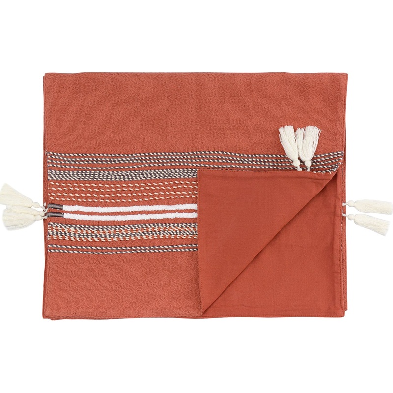 Изображение товара Скатерть дорожка Ethnic Braids 45х150 см хлопок терракотовая Tkano