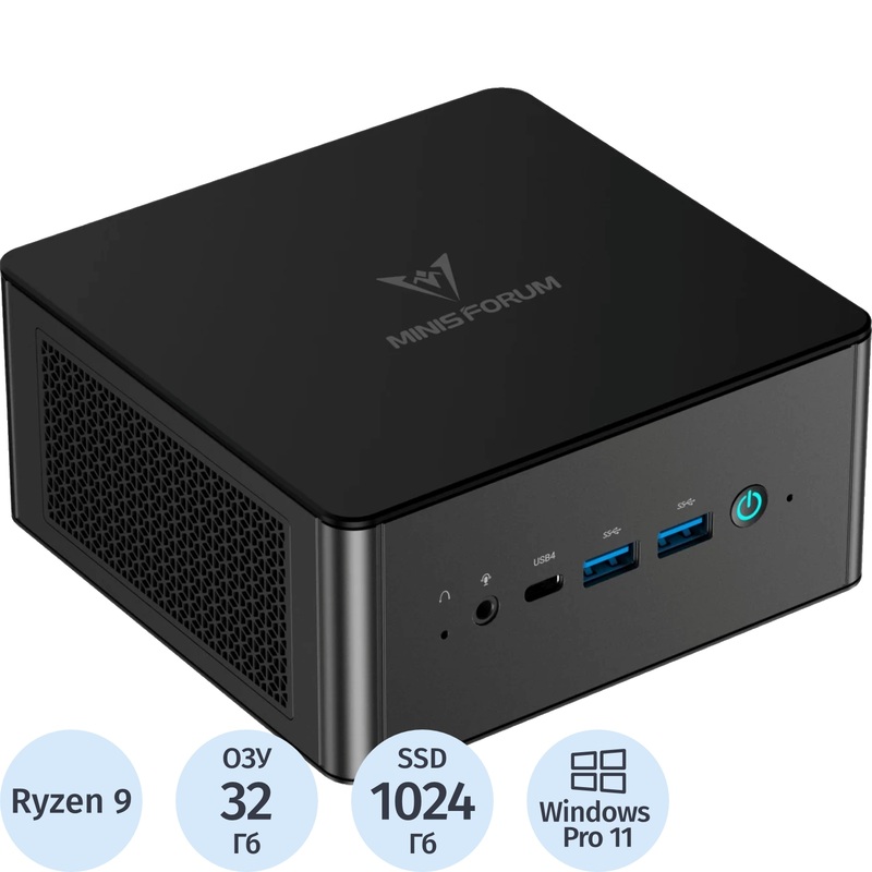 Изображение товара Мини-компьютер Minisforum Elite Mini UM890PRO Ryzen 9 8 ядер 32ГБ SSD Windows 11