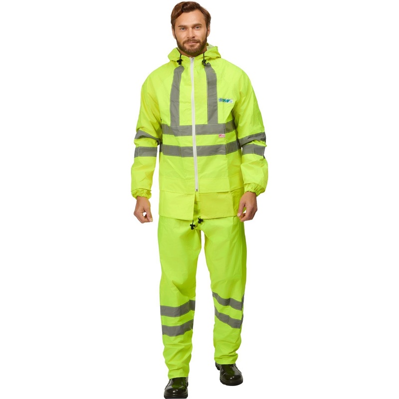 Изображение товара Костюм сигнальный влагозащитный Extra-V-КБР полиэфир с ПВХ покрытием лимонный с СОП (размер 52-54, рост 182-188)