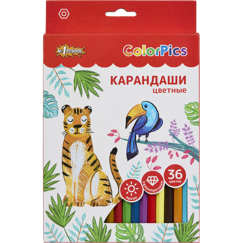 Изображение товара Цветные карандаши Комус Класс ColorPics 36 цветов шестигранные для детей и школьников