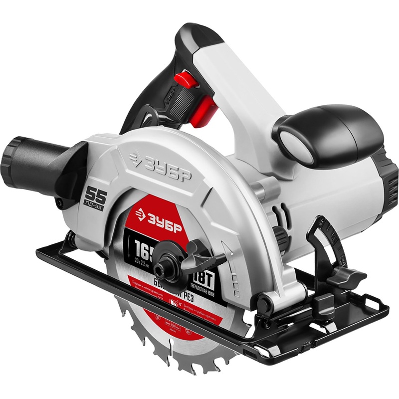 Изображение товара Циркулярная пила Зубр ПД-55 мощность 1300 Вт для точных резов с подключением к пылесосу