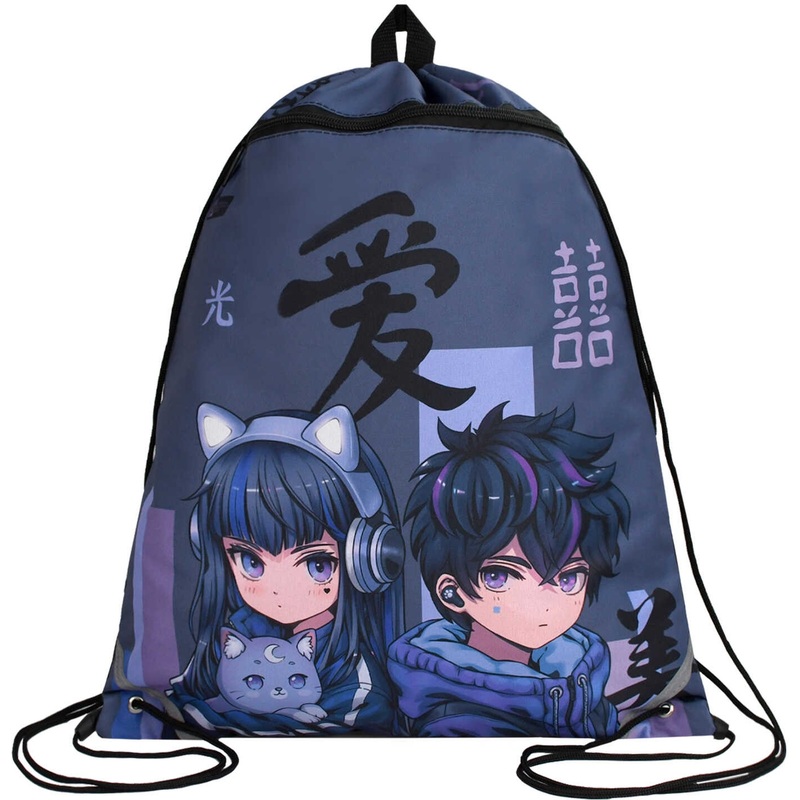 Изображение товара Мешок для сменной обуви Феникс+ Кабер аниме 36x48 см чёрный со светоотражающими элементами