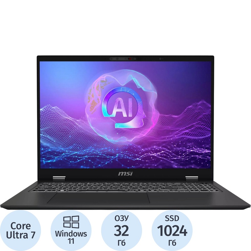 Изображение товара Ноутбук MSI Prestige 16 AI+ Evo B2VMG-033RU 16" серый Intel Core Ultra 7 258V/32 ГБ/SSD 1024 ГБ (9S7-15A331-033)