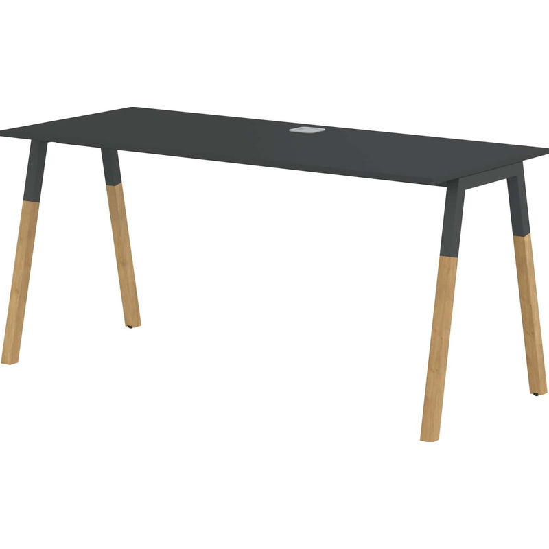 Изображение товара Стол руководителя письменный Forta черный графит бук 1580х670х733 мм