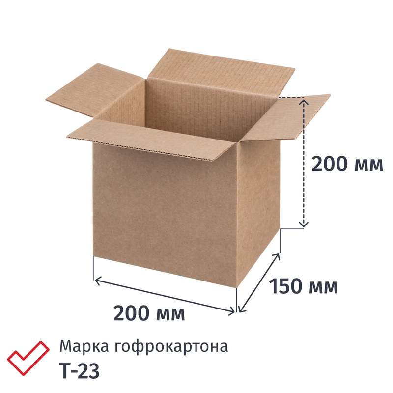 Изображение товара Гофрокороб 200х150х200 мм Т-23 профиль В бурый (20 штук)