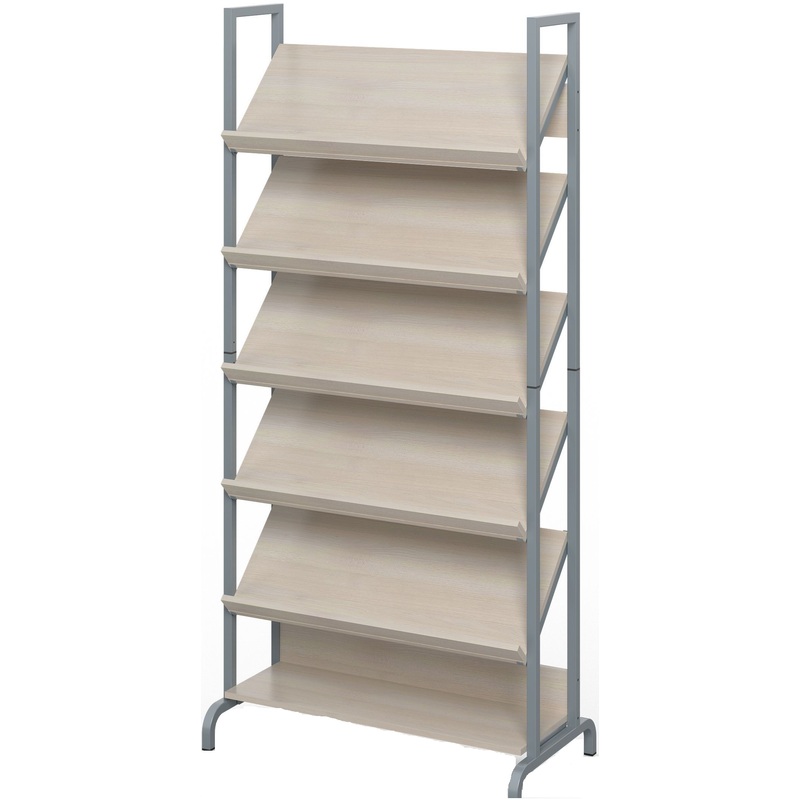 Изображение товара Стеллаж библиотечный демонстрационный (дуб шамони/серый, 900х466х1900 мм)