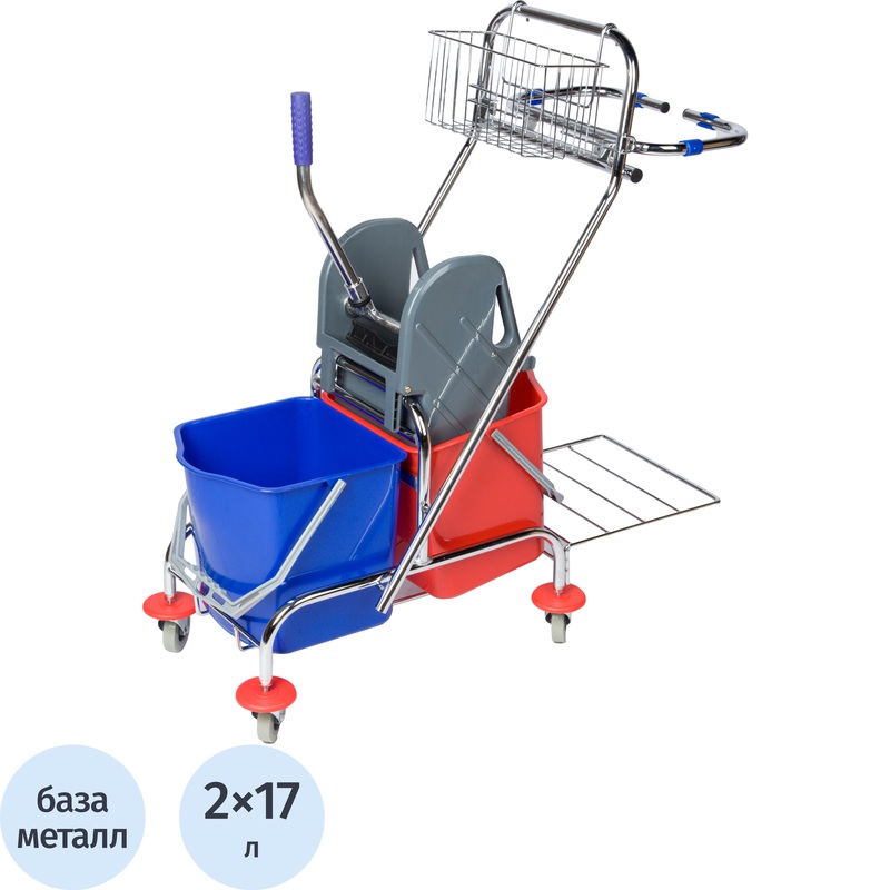 Изображение товара Тележка уборочная Luscan Professional 2-ведерная с отжимом 2x17 л
