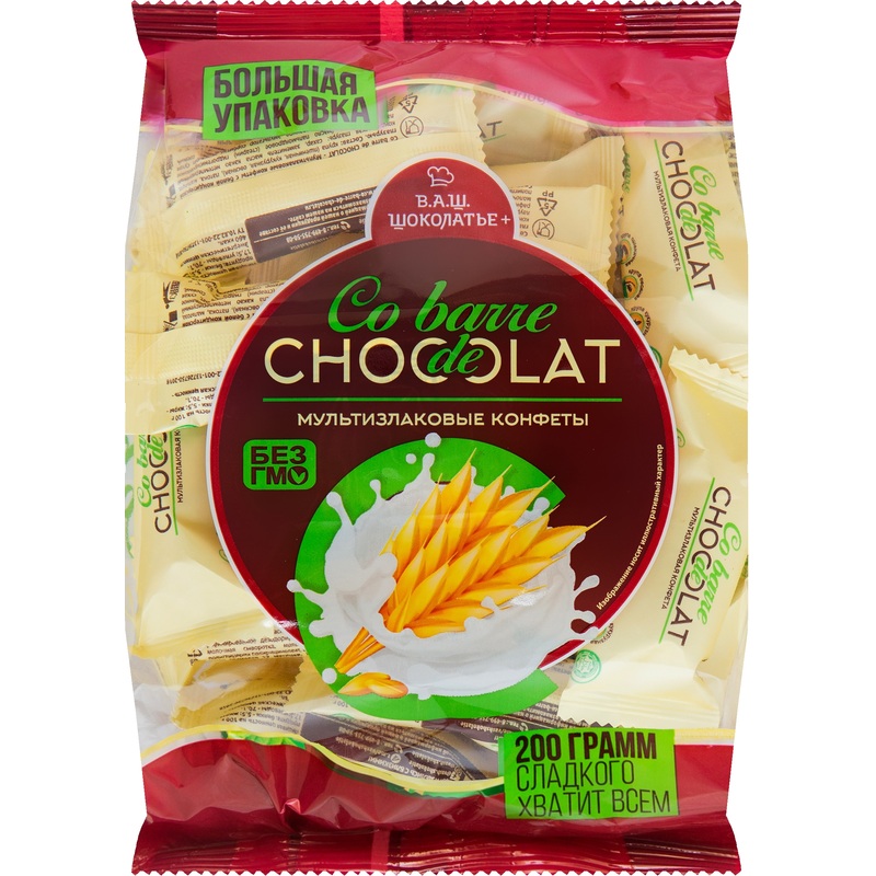 Изображение товара Уценка. Конфеты шоколадные Co barre de Chocolat мультизлаковые с белой кондитерской глазурью 200 г