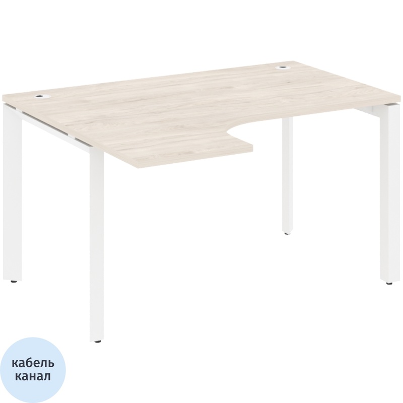 Изображение товара Эргономичный левый стол ONIX-П O.MP-SA-3L из ЛДСП с кабель-каналом и регулируемыми опорами