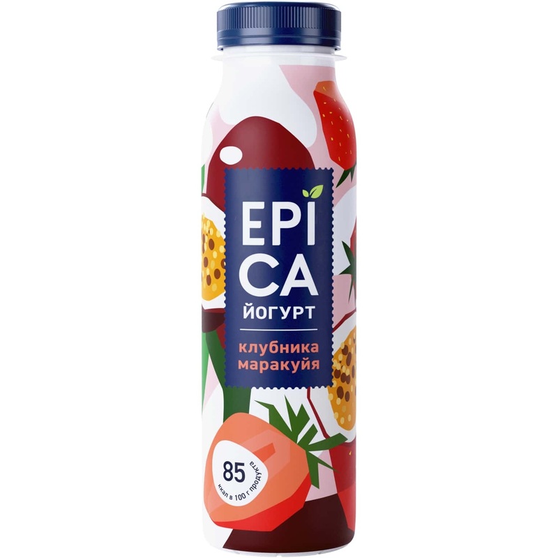 Изображение товара Йогурт питьевой Epica с клубникой и маракуйей 2.5% 260 г