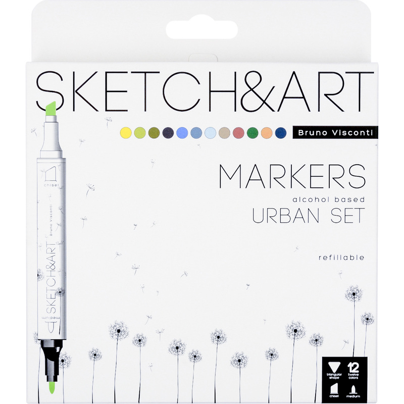 Изображение товара Набор маркеров для скетчинга SketchArt Архитектура 12 цветов