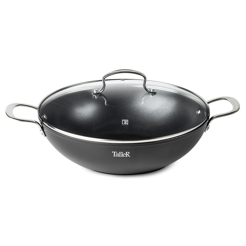 Изображение товара Сковорода ВОК TalleR алюминий/антипригарное покрытие с крышкой 30 см