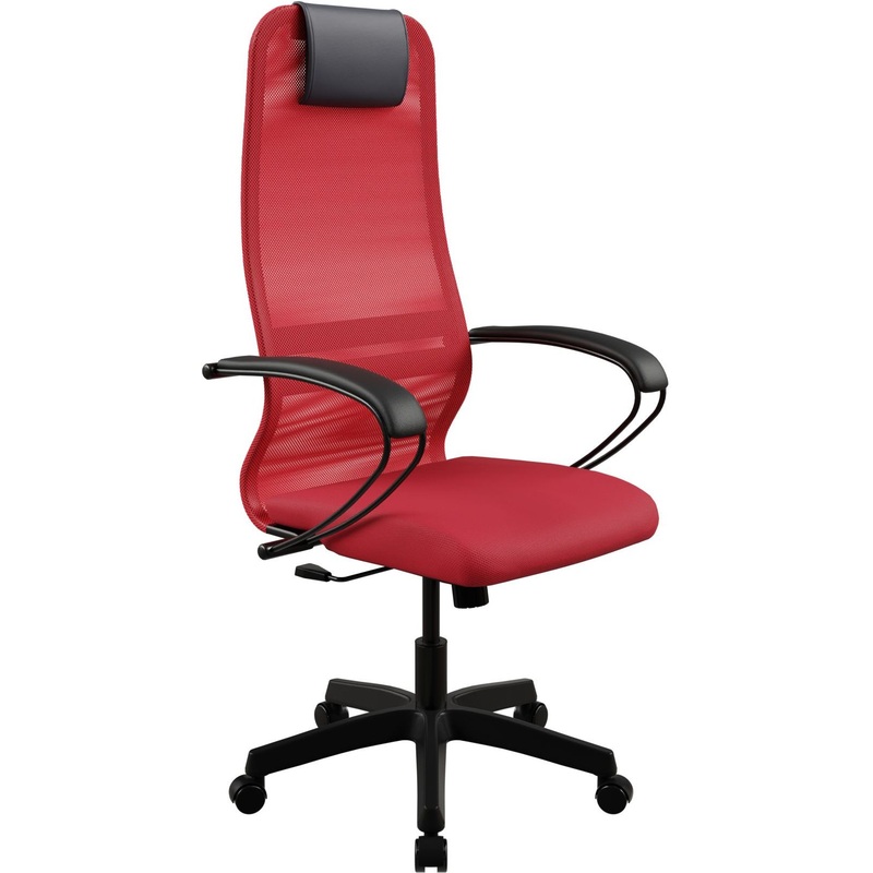 Изображение товара Офисное кресло руководителя Ergolife красное с сетчатой обивкой и подголовником