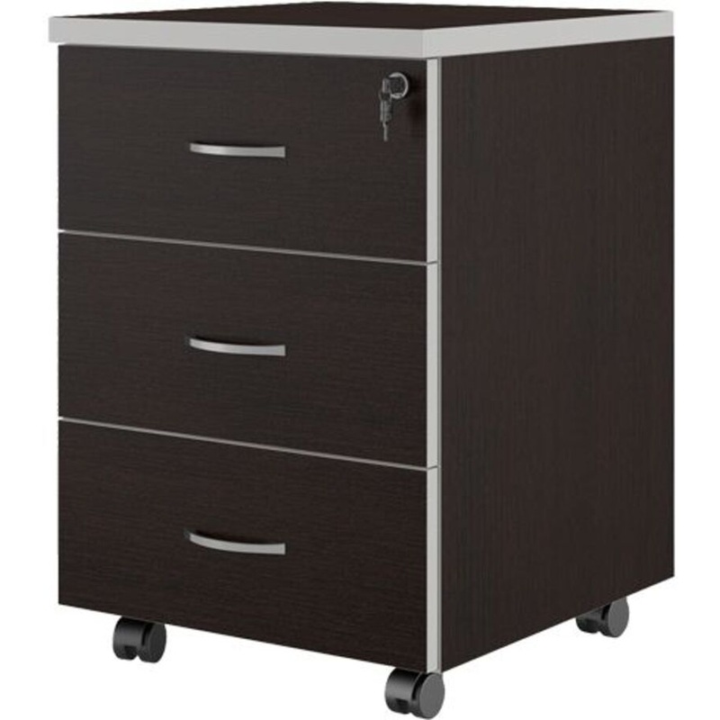 Изображение товара Тумба подкатная Zoom с замком венге серый 430х470х630 мм три ящика