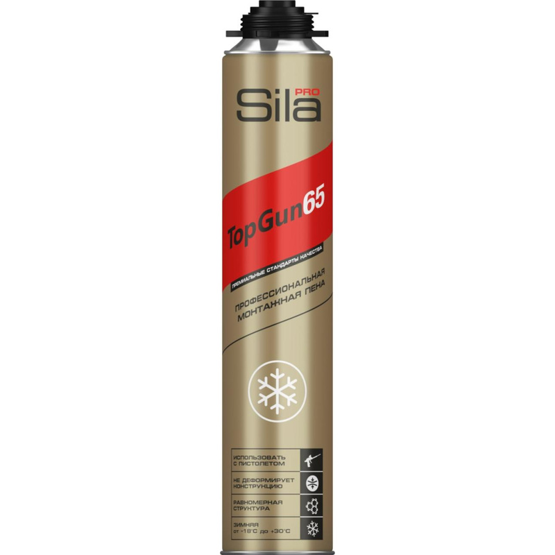 Изображение товара Пена монтажная Sila Pro TopGun 65 зимняя 875 мл высокая адгезия теплоизоляция