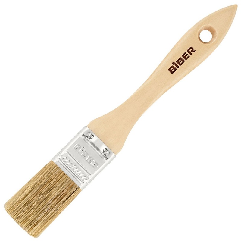 Изображение товара Кисть малярная плоская Бибер Эко 31001 из натуральной щетины 25х8 мм с деревянной рукояткой (тов-223160)