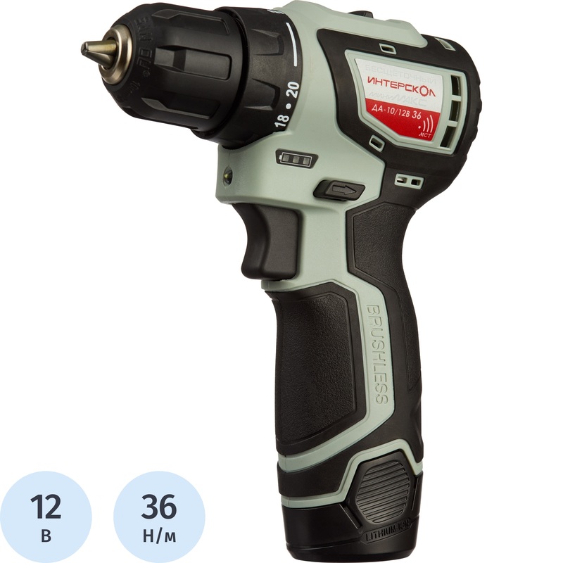 Изображение товара Дрель-шуруповерт Интерскол ДА-10/12В МиниМАКС с 2 АКБ и зарядным устройством