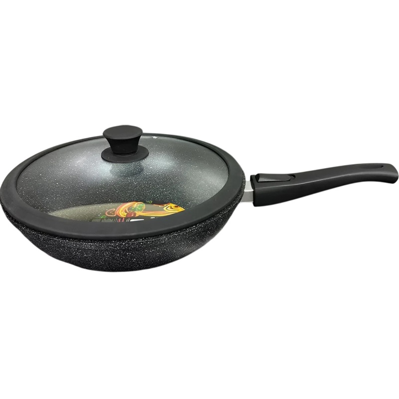 Изображение товара Сковорода-вок Panairo Harfe Black 28 см с антипригарным покрытием и съемной ручкой