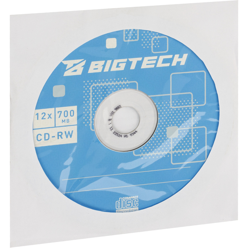 Изображение товара Диск CD-RW BigTech 700 МБ 12x конверт YCDRWB003