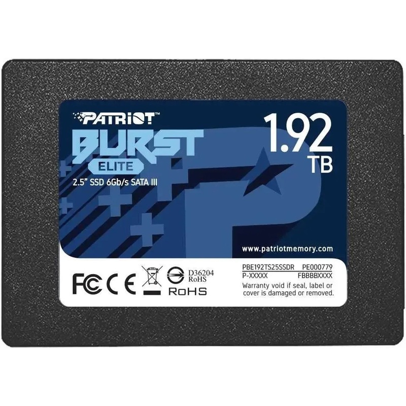 Изображение товара SSD накопитель Patriot Memory Burst Elite 1.92 ТБ (PBE192TS25R) Изображение товара SSD накопитель Patriot Memory Burst Elite 1.92 ТБ (PBE192TS25R)
