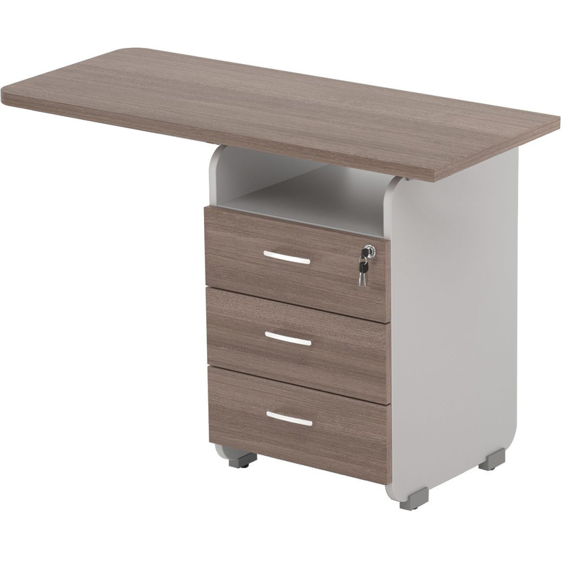 Изображение товара Тумба приставная Комус Мебель Easy Contour с замком 3 ящика дуб шамони тёмный