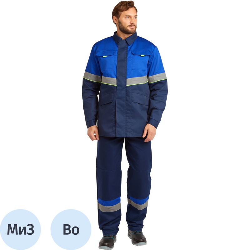 Изображение товара Куртка рабочая летняя мужская Ларга (л43) с СОП синяя/васильковая (размер 88-92 (44-46), рост 182-188)
