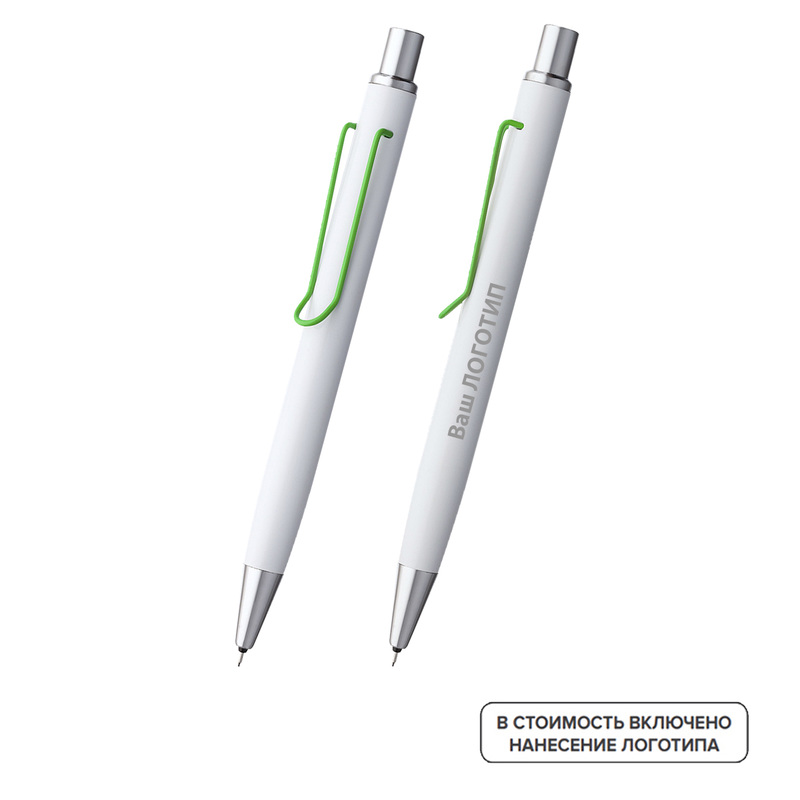 Изображение товара Механический карандаш белый Clamp с логотипом, 200 штук