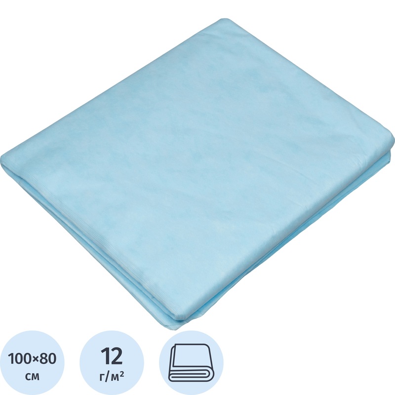 Изображение товара Одноразовая простыня Чистовье Стандарт 100x80 см голубая, 50 штук