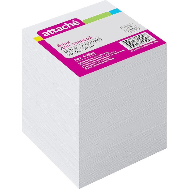 Изображение товара Блок для записей Attache 90x90x90 мм белый 900 листов офисный