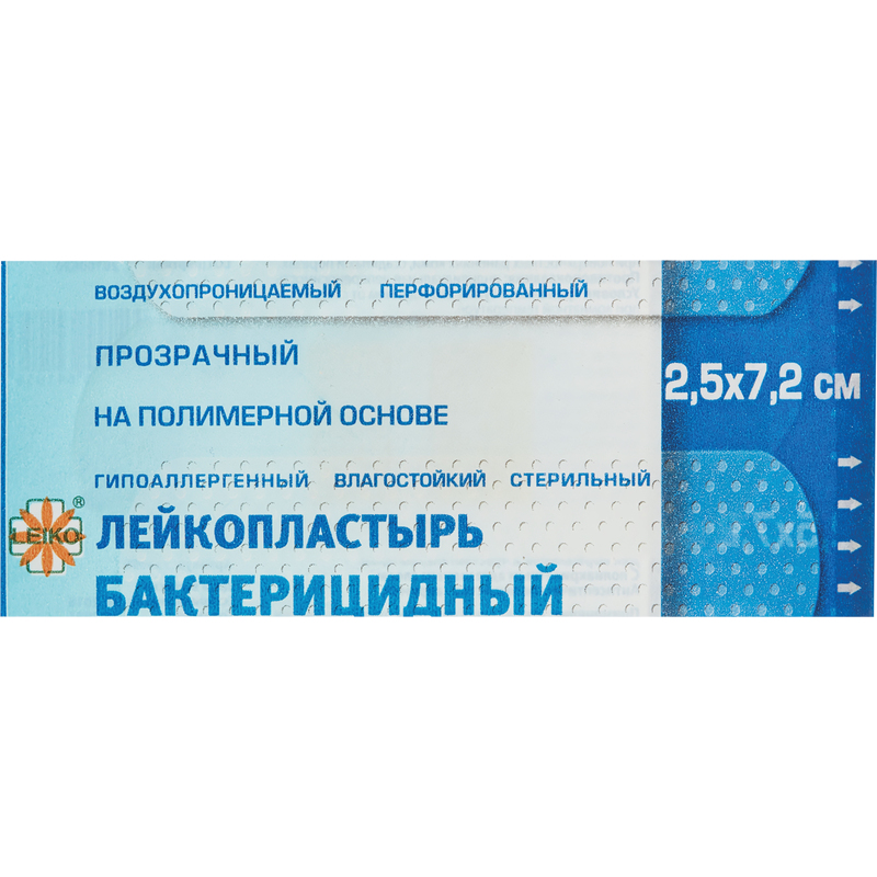 Изображение товара Пластырь бактерицидный Leiko plaster 7.2х2.5 на полимерной основе (прозрачный, 1000 штук в упаковке)