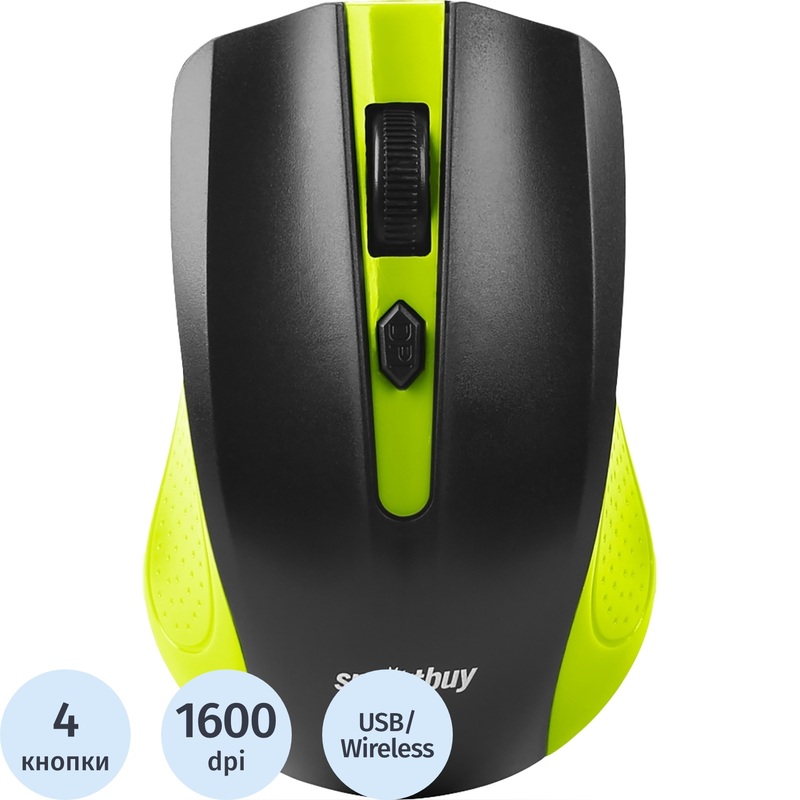 Изображение товара Мышь беспроводная Smartbuy One 352 зеленая (SBM-352AG-GK)