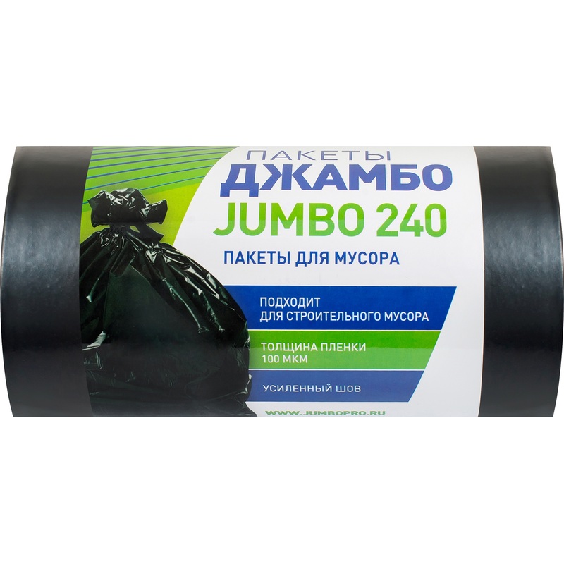 Изображение товара Мешки для мусора Jumbo 240 л черные ПВД 10 штук