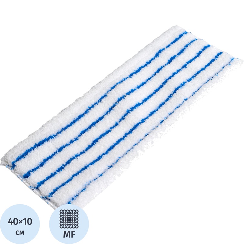 Изображение товара Насадка МОП Росмоп микрофибра 40x10 см белая/синяя для швабры-флаундера