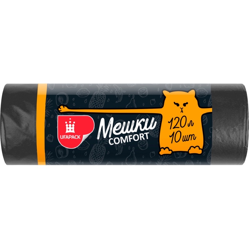 Изображение товара Мешки для мусора УфаПак 120 л черные (ПНД 14 мкм, 10 штук)